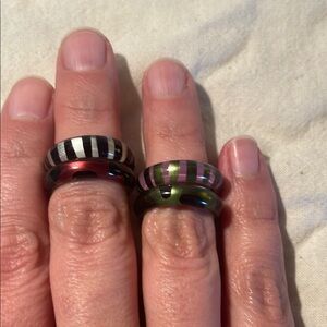 Striped and Spotted Resin Rings Set